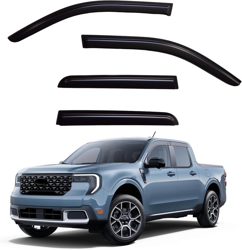 YLSCOO Window Visors Rain Guards Compatible with 2022-2025 Ford Maverick XL XLT Lariat, Out-Channel Side Window Wind Deflectors Vent Shades Accessories, Dark Smoke 4 Pcs, 2023 2024 - Image 1